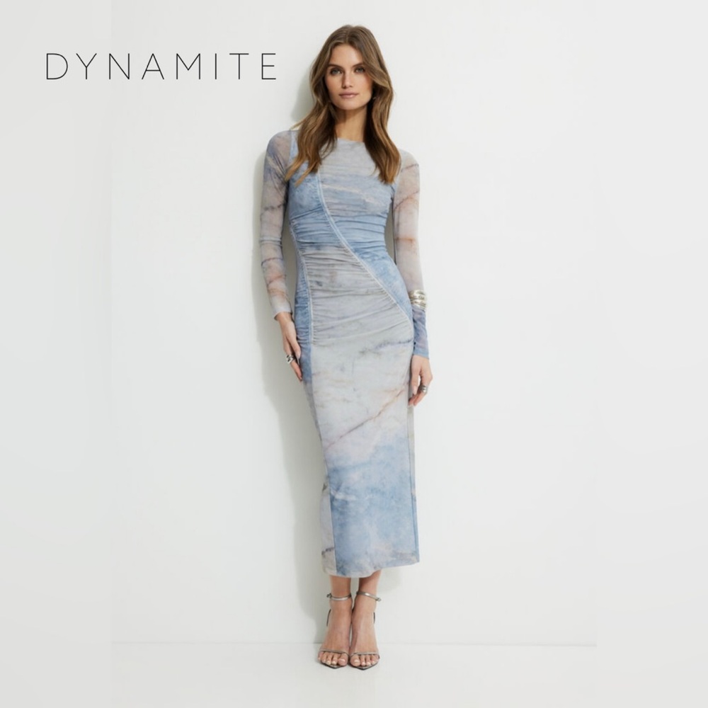 ✨Dynamite NEW Shirred Mesh Maxi Dress XSmall
